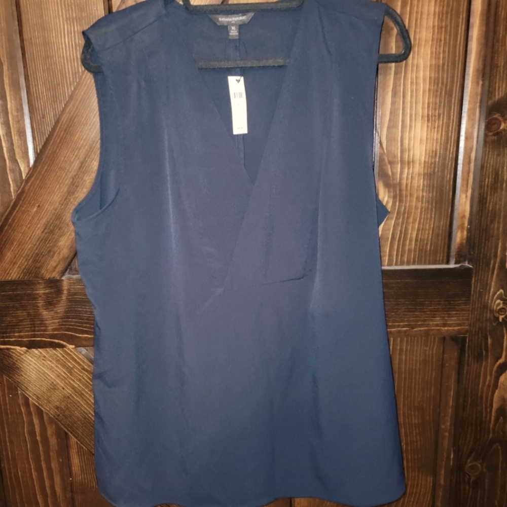 Banana Republic Polyster Navy V-Neck Tank